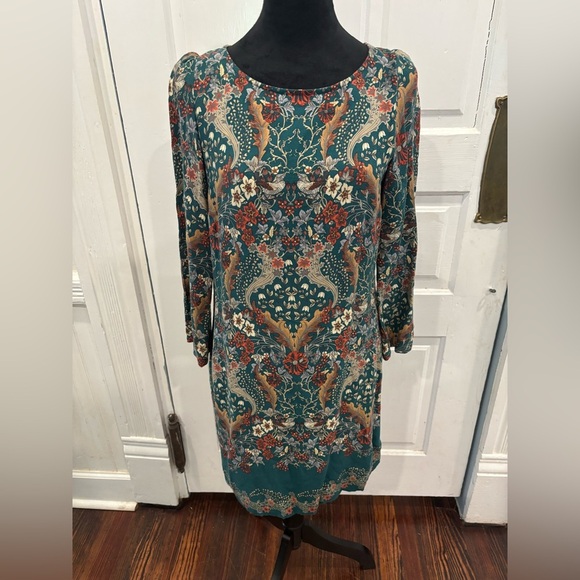 Massimo Dutti Vintage Long Sleeve Boho Bird Dress Sz 38 - Picture 1 of 8